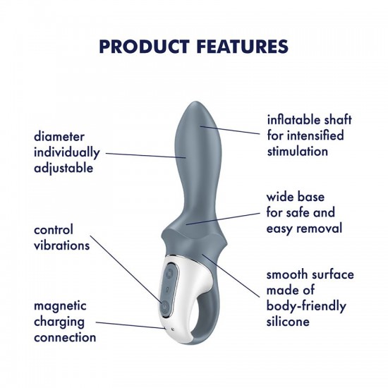 Satisfyer air pump booty 1 vibrator grey features