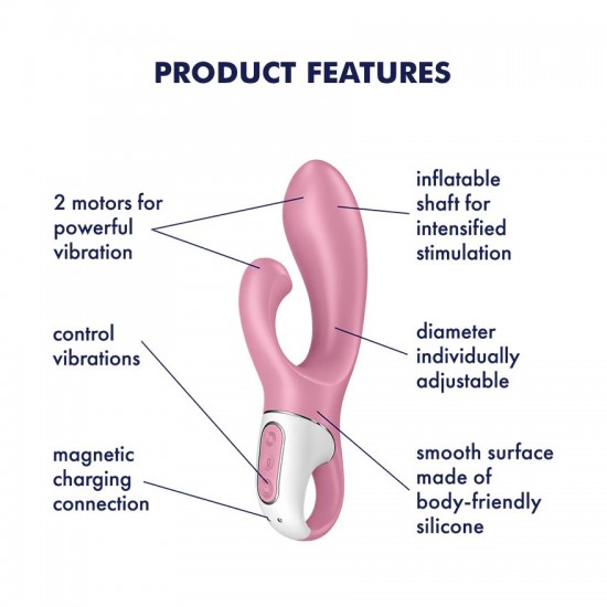 Satisfyer air pump bunny 2 vibrator pink product features