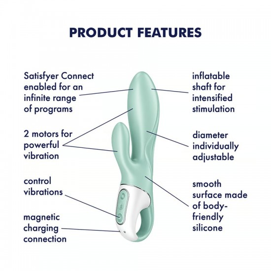 Satisfyer air pump bunny 5 app controlled vibrator green features