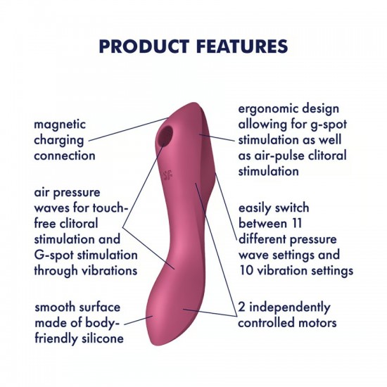 Satisfyer curvy trinity 3 red air pulse vibrator features