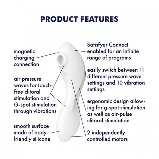 Satisfyer curvy trinity 5 plus white air pulse vibrator features