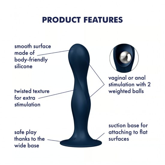 Satisfyer double ball r dildo blue product features