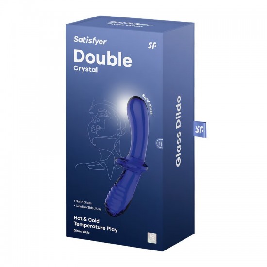 Satisfyer double crystal glass dildo blue packaging