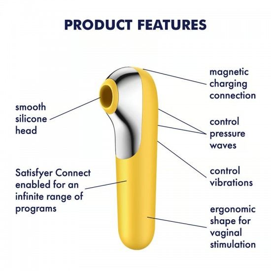 Satisfyer dual love yellow airpulse vibrator features