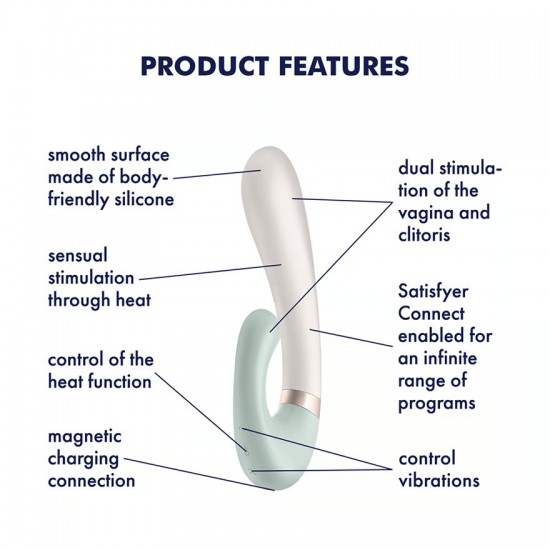 Satisfyer heat wave green silver vibrator features