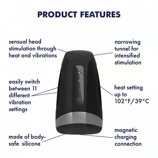Satisfyer men heat vibration masturbator features