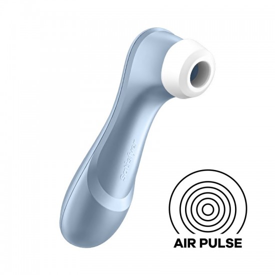 Satisfyer pro 2 blue airpulse front view with icon