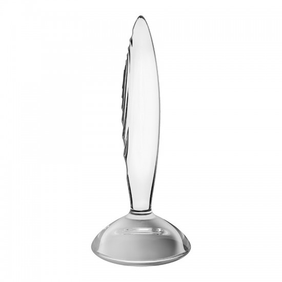 Satisfyer sparkling crystal glass dildo transparent side view