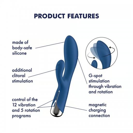 Satisfyer spinningrabbit1 vibrator blue product features