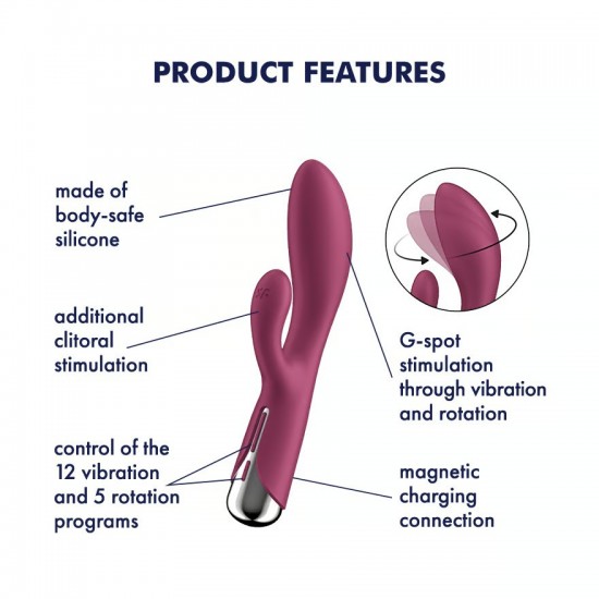 Satisfyer spinningrabbit1 vibrator red product features