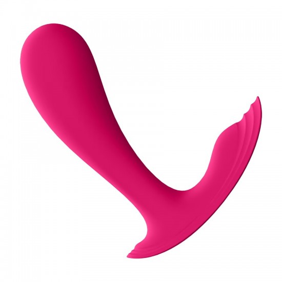 Satisfyer top secret pink wearable vibrator side view