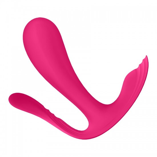 Satisfyer top secret plus pink wearable vibrator side view