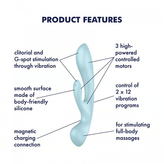 Satisfyer vibrator triple oh light blue vibrator product features